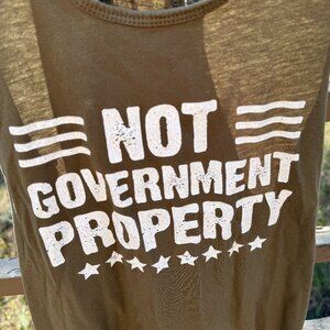 EUC "Not Government Property" Racerback Army Green Tank